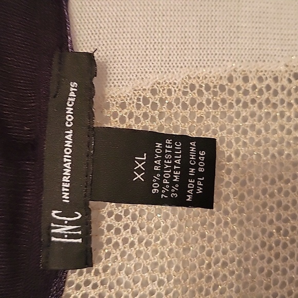 INC Womens XXL open front cardigan w/ metallic gold shimmer/ black and cream - Picture 3 of 6